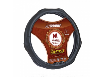 Оплётка руля "Luxury" кожа, 3 рельефные вставки (черный) (L)