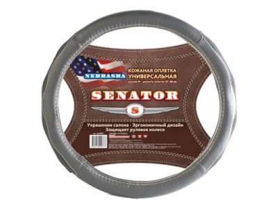 Оплетка "SENATOR" кожаная Nebraska Серый М