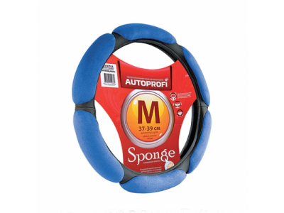 Оплётка руля замша (6 подушечек) (черный/синий) (М)