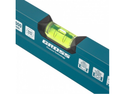 Уровень алюминиевый, 1000 мм, 2 рукоятки, фрезеровка, 3 глазка, Prazision Gross