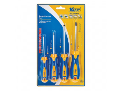 Набор отверток 4 шт. (Cr-V; двухкомп. рукоят; намагн. након)