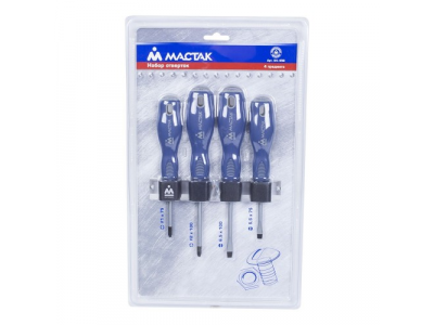 Набор отвёрток с держателем, 4 предмета, МАСТАК