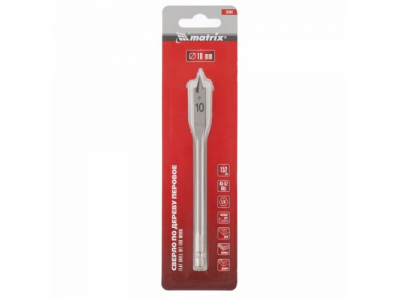 Сверло по дереву перовое, 10 мм 6-гранный хвостовик MATRIX