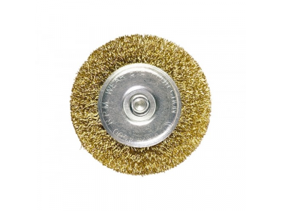 Щетка для дрели, 60 мм, плоская со шпилькой, латунированная витая проволока // MATRIX