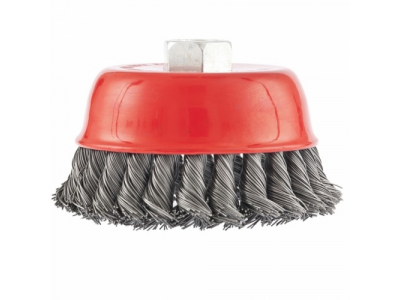 Щетка для УШМ, 100 мм, М14, "чашка", крученая проволока 0,5 мм// MATRIX