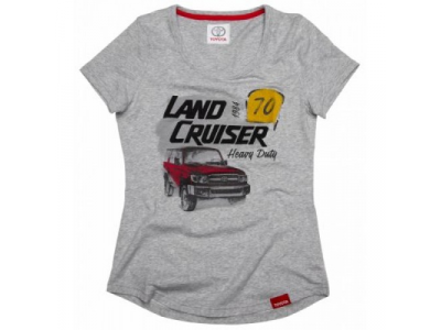 Женская футболка Toyota Land Cruiser 70, Ladies T-Shirt, Grey, артикул TMHRTTCL02XS